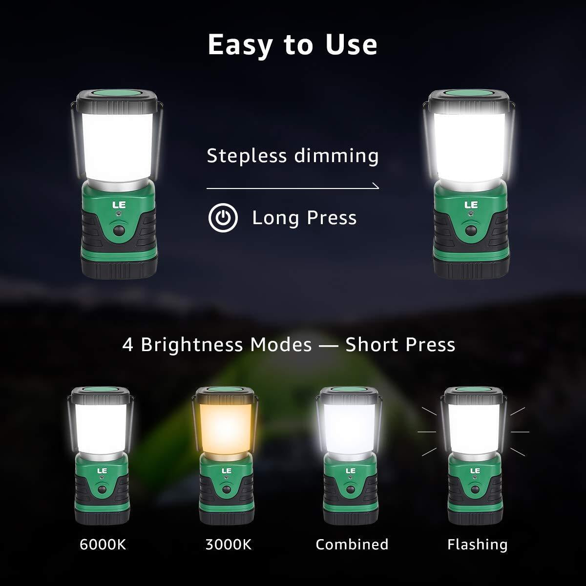 LE Rechargeable Camping Lantern, 1000 Lumen Camping Lights, 4 Modes Emergency