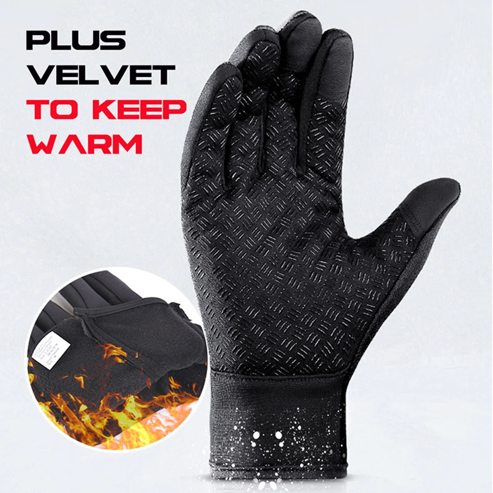 Hiking Gloves Full Finger Windproof Anti-Slip Waterproof Climbing Mount Bicycle Touch Screen Men Hiking Climbing Glove