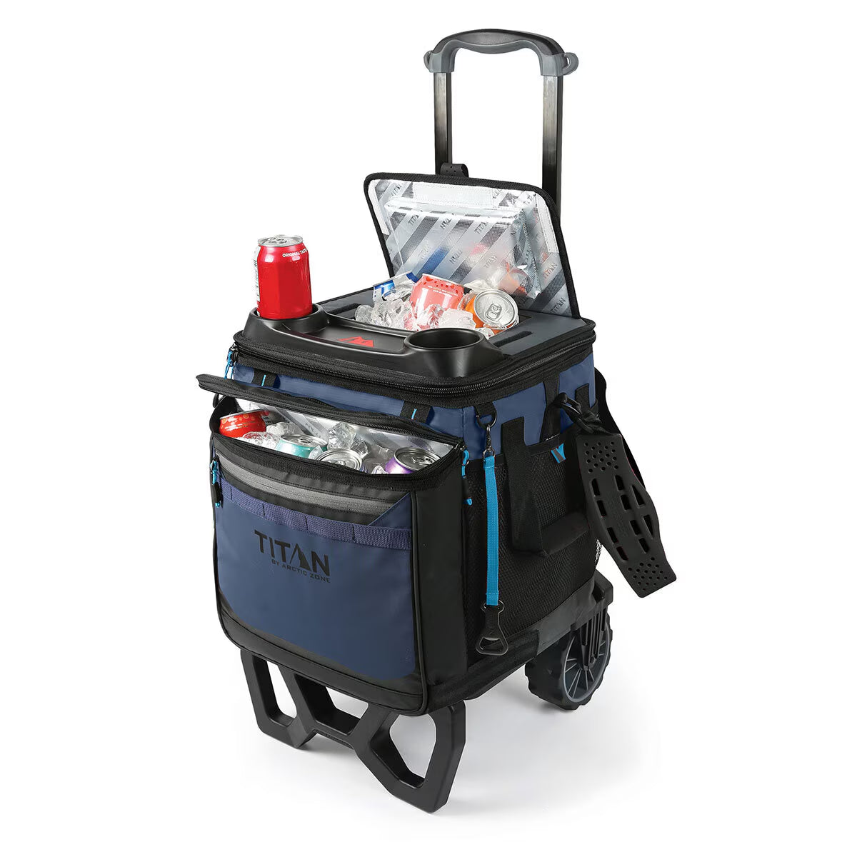 22.5 Litre (23.7 US Quart) 60 Can Cooler with All Terrain Cart in Navy