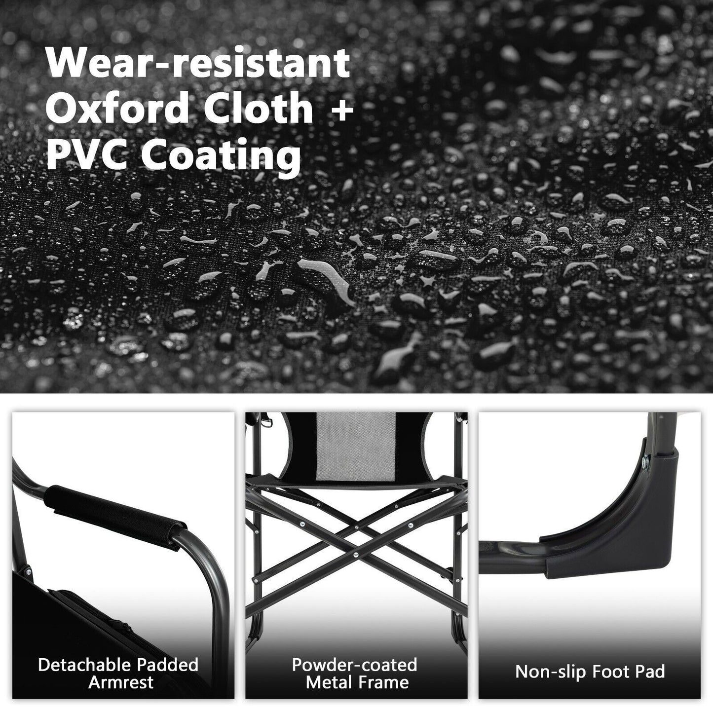 Folding Camping Chair with Side Table and Cooler Bag