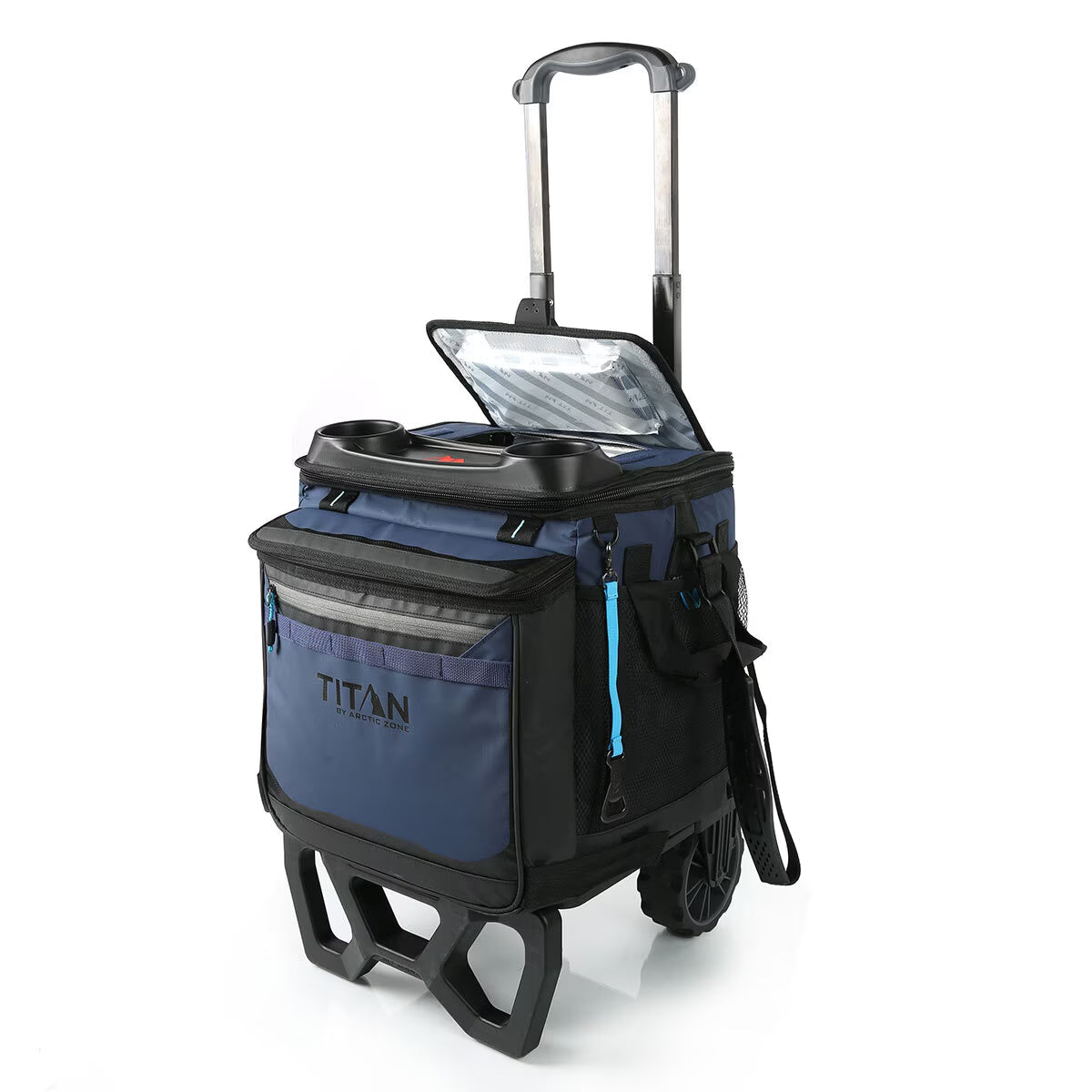 22.5 Litre (23.7 US Quart) 60 Can Cooler with All Terrain Cart in Navy