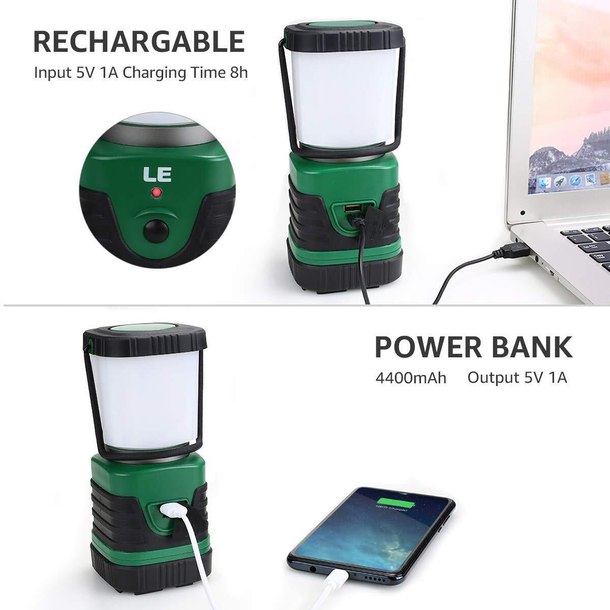 LE Rechargeable Camping Lantern, 1000 Lumen Camping Lights, 4 Modes Emergency