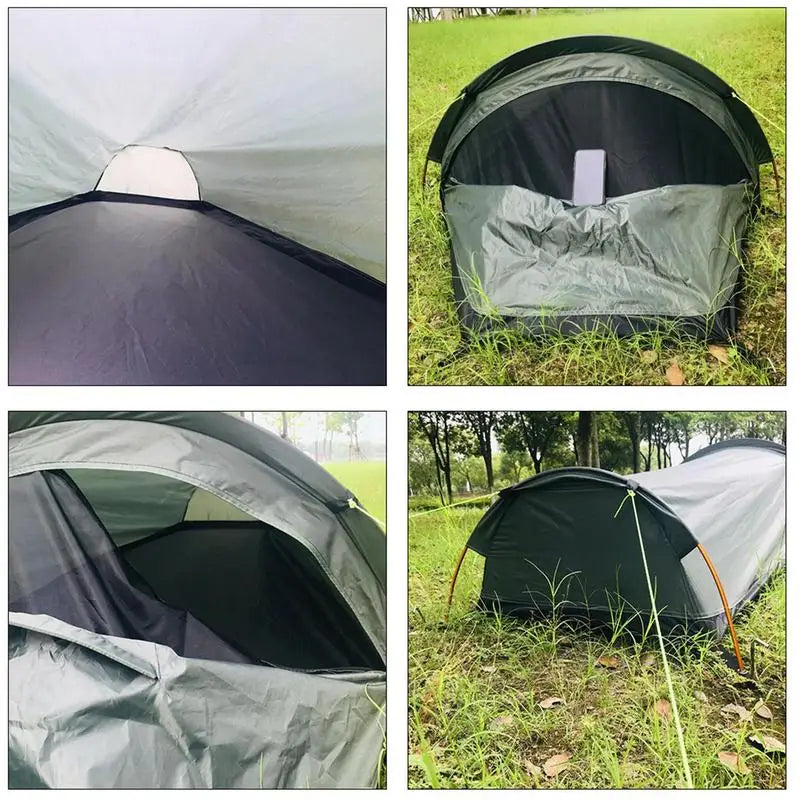 Ultralight Outdoor Camping Tent 1 Person Backpacking Tent Water Resistant Sleeping Bag Cover Bivvy Sack for Outdoor Survival