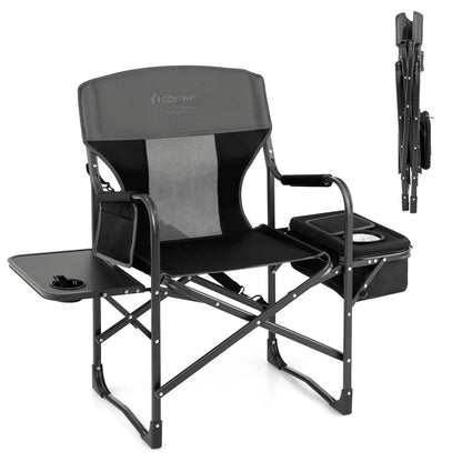 Folding Camping Chair with Side Table and Cooler Bag