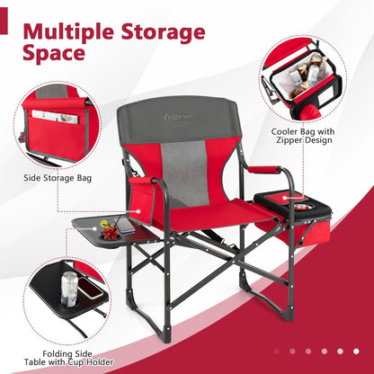 Folding Camping Chair with Side Table and Cooler Bag