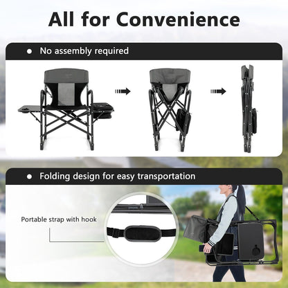 Folding Camping Chair with Side Table and Cooler Bag