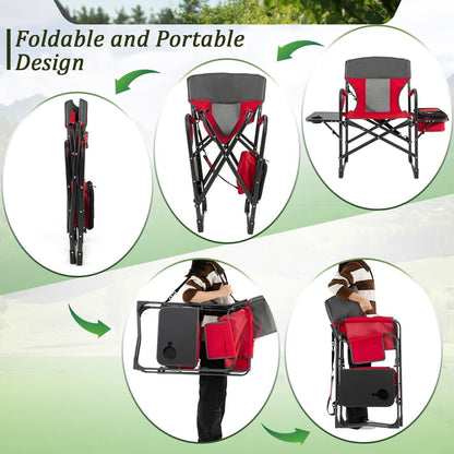 Camping Directors Chair Portable Folding Camp Chair with Side Table & Storage