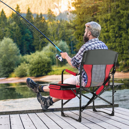 Folding Camping Chair with Side Table and Cooler Bag