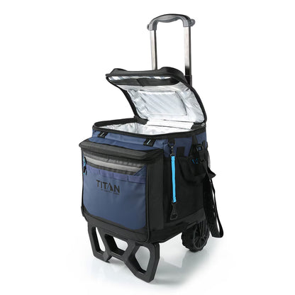22.5 Litre (23.7 US Quart) 60 Can Cooler with All Terrain Cart in Navy