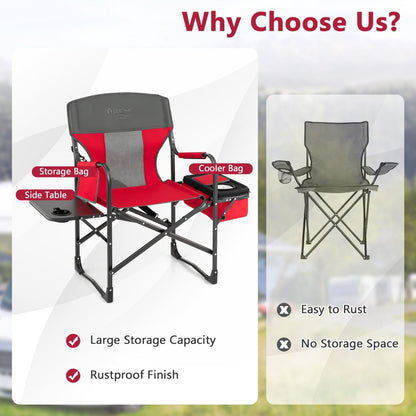 Folding Camping Chair with Side Table and Cooler Bag