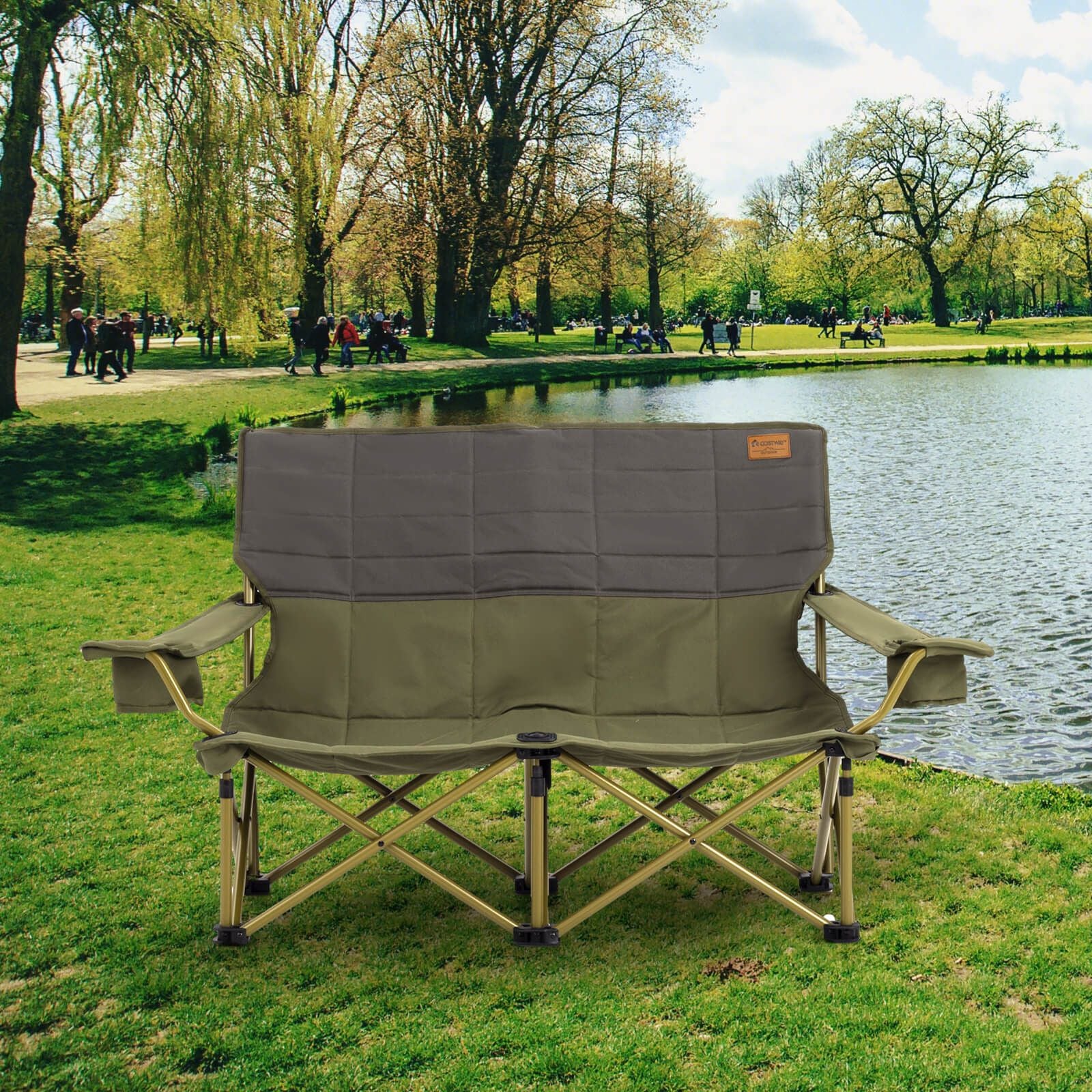 Oversized Camping Chair Folding Camping Couch with Cup Holders