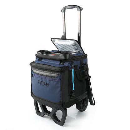 22.5 Litre (23.7 US Quart) 60 Can Cooler with All Terrain Cart in Navy