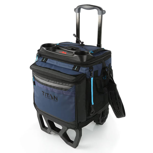 22.5 Litre (23.7 US Quart) 60 Can Cooler with All Terrain Cart in Navy