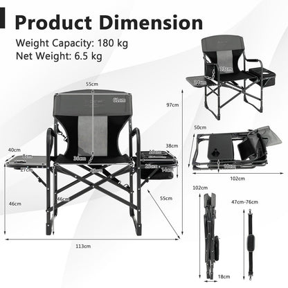 Folding Camping Chair with Side Table and Cooler Bag