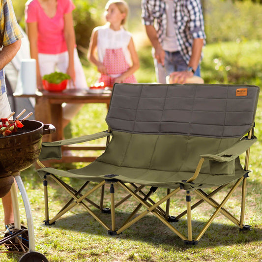 Oversized Camping Chair Folding Camping Couch with Cup Holders