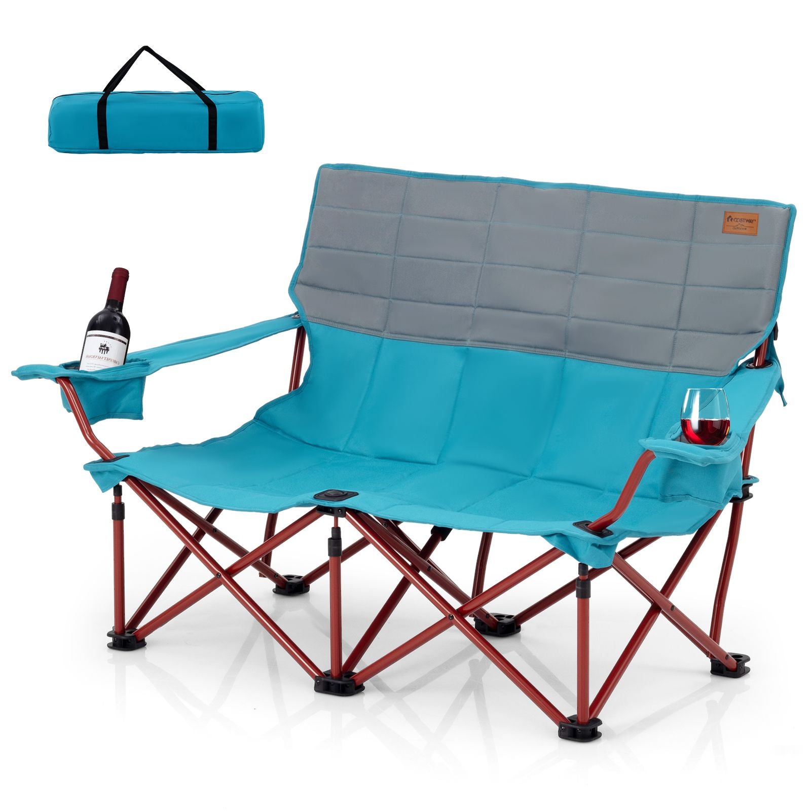 Oversized Camping Chair Folding Camping Couch with Cup Holders