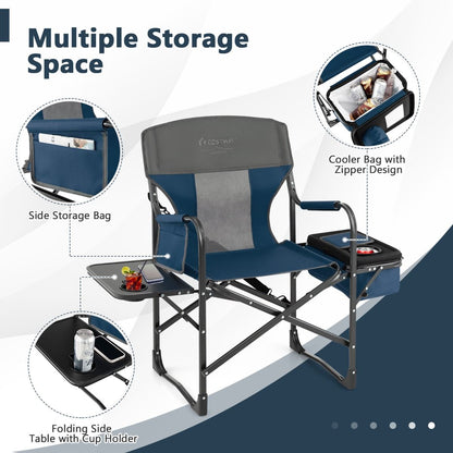 Folding Camping Chair with Side Table and Cooler Bag