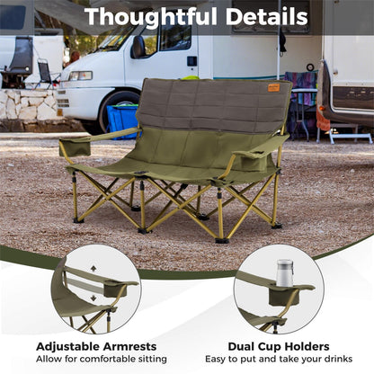 Oversized Camping Chair Folding Camping Couch with Cup Holders
