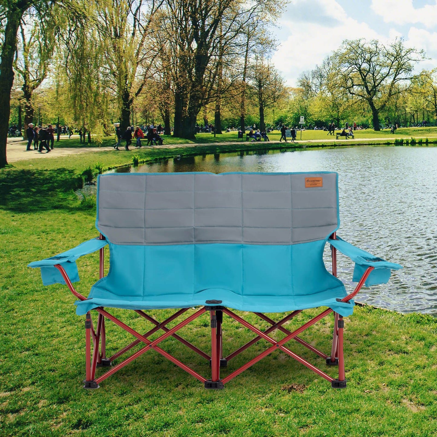 Oversized Camping Chair Folding Camping Couch with Cup Holders