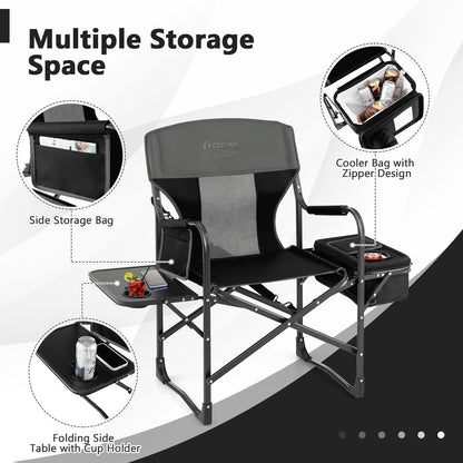 Folding Camping Chair with Side Table and Cooler Bag